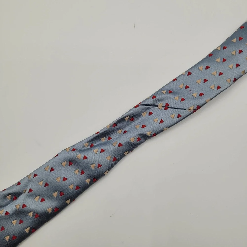 Charvet Necktie Mens One Size Blue Geometric Triangle Silk France